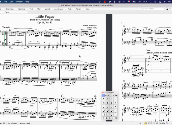 Soli engraved music notation sample in Sibelius