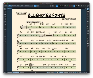 BlueNotes (SMuFL) handwritten jazz music font score preview