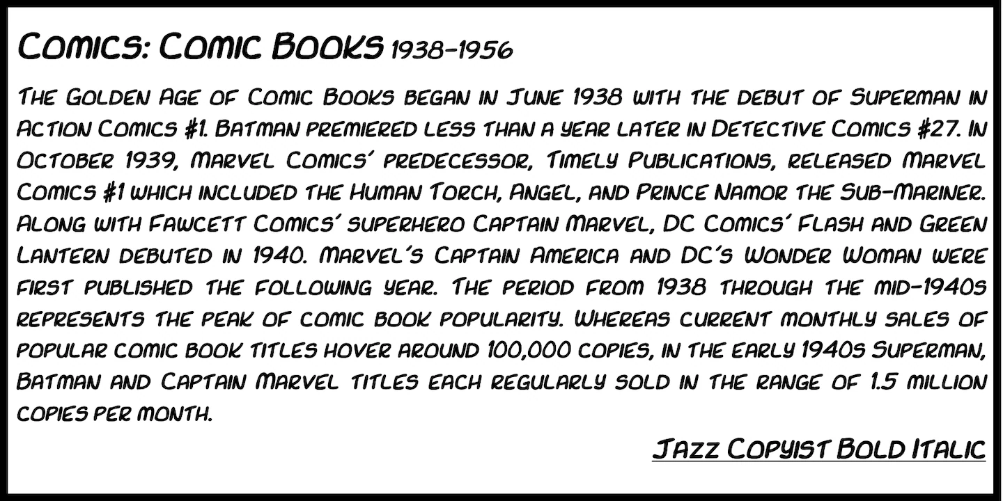 Jazz-Copyist — original NorFonts font specimen