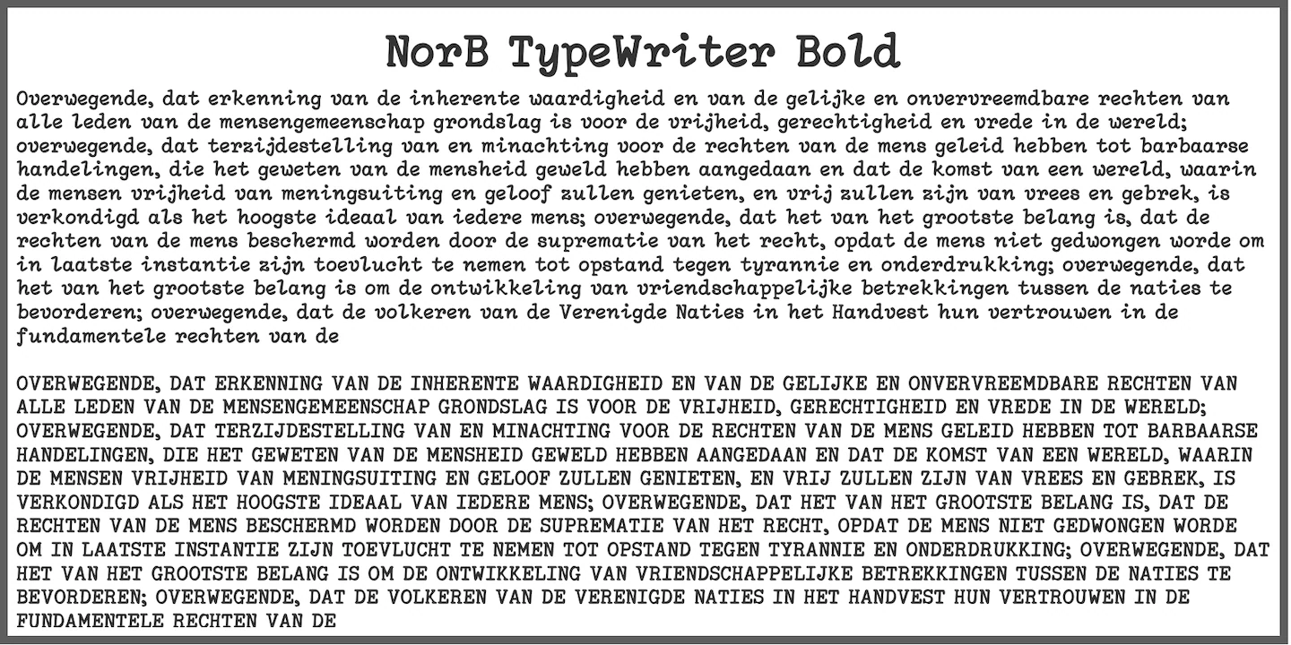 NorB-TypeWriter — original NorFonts font specimen