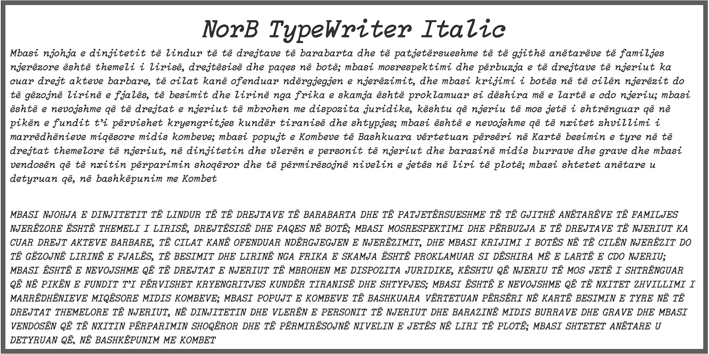 NorB-TypeWriter — original NorFonts font specimen