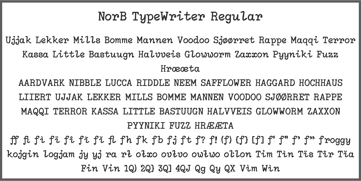NorB-TypeWriter — original NorFonts font specimen
