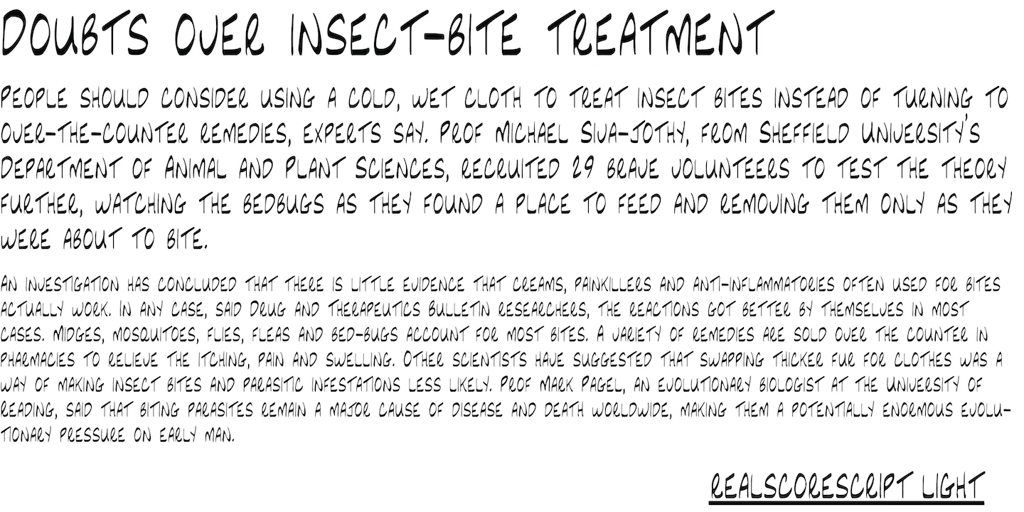 RealScoreScript — original NorFonts font specimen