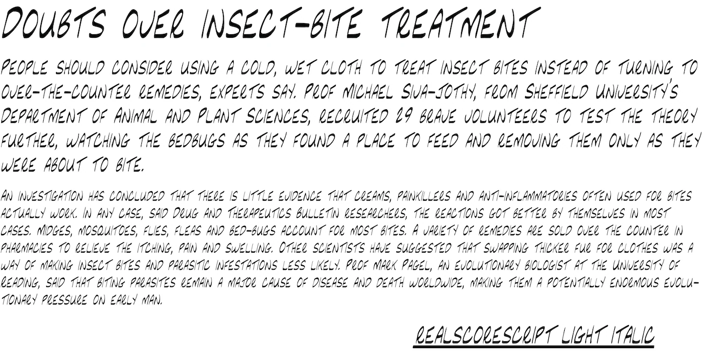 RealScoreScript — original NorFonts font specimen
