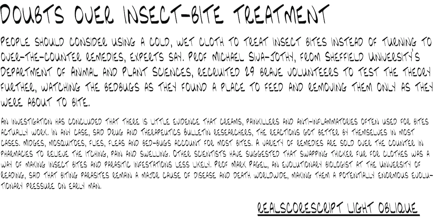 RealScoreScript — original NorFonts font specimen