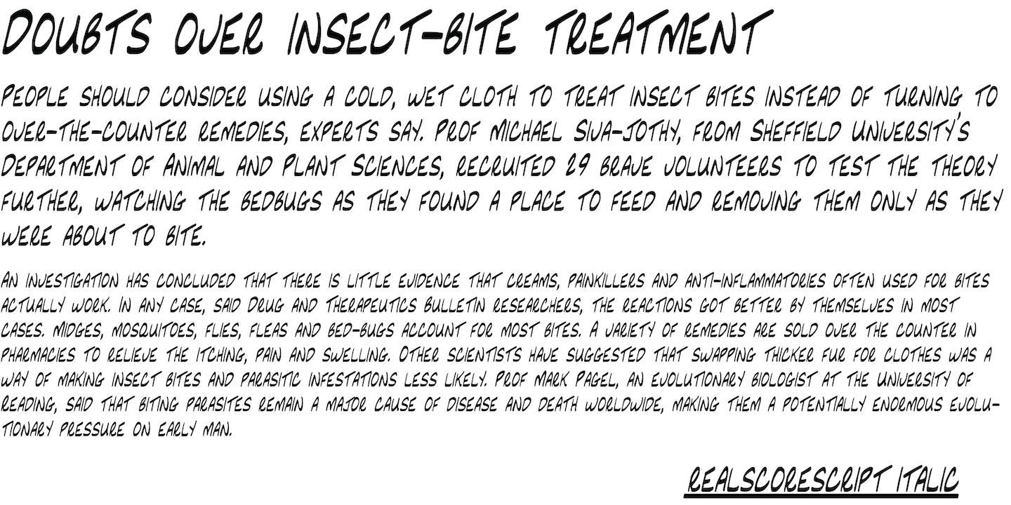 RealScoreScript — original NorFonts font specimen