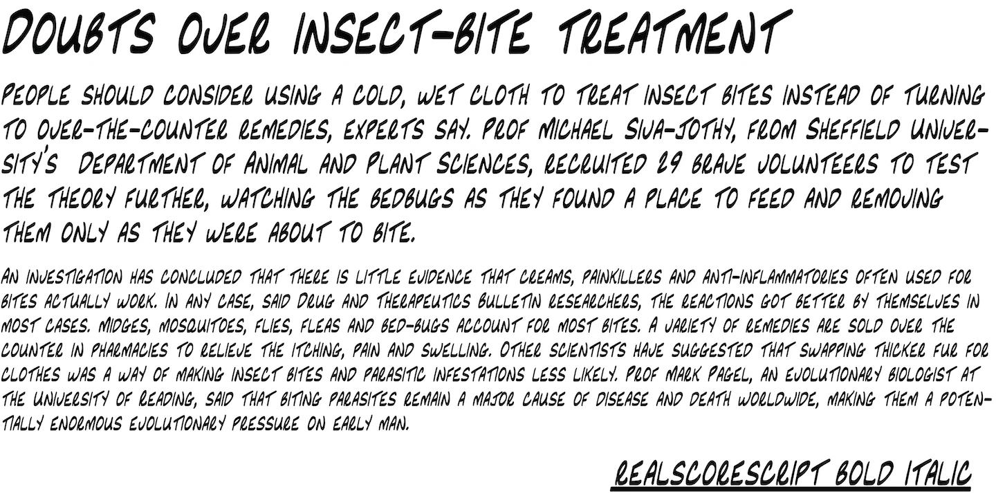 RealScoreScript — original NorFonts font specimen